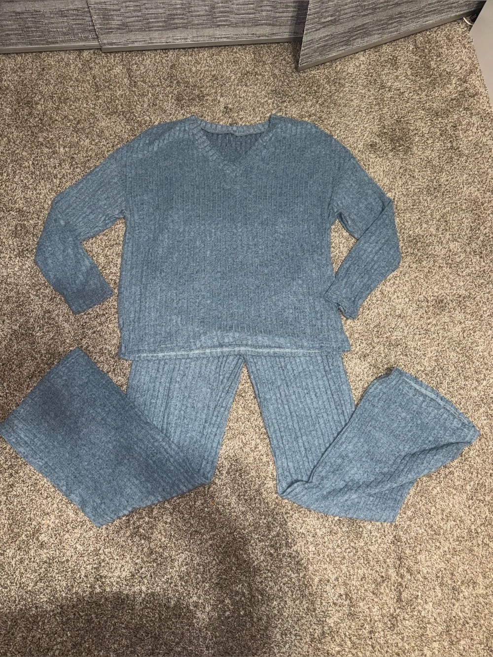 Blue Ribbed Lounge Set